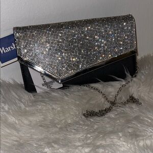 Elegant Silver and Black Clutch Bag